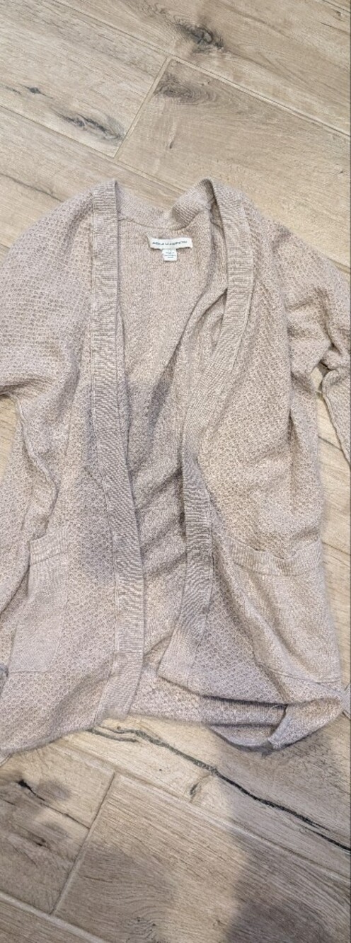 American Eagle Open-Front Cardigan Sweater in Light Taupe